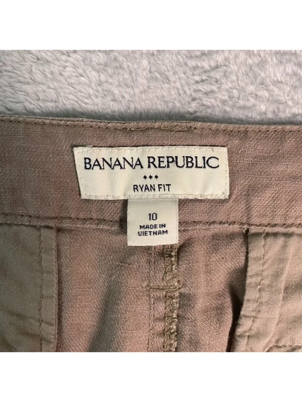 Banana Republic Ryan Fit Trousers Womens 10 Brown Linen Blend Wide Leg Low Rise